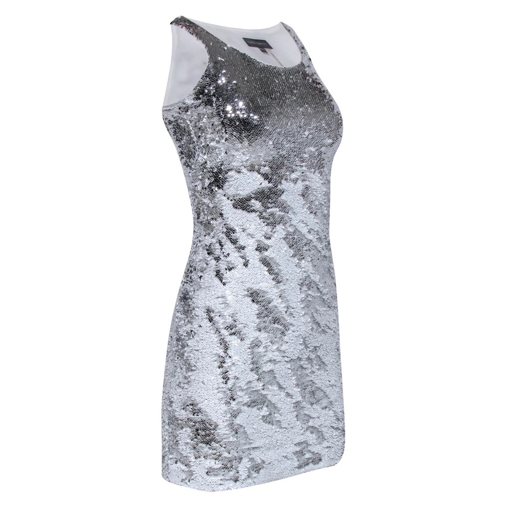 Vince Camino Silver Sequin Sleeveless Shift Dress